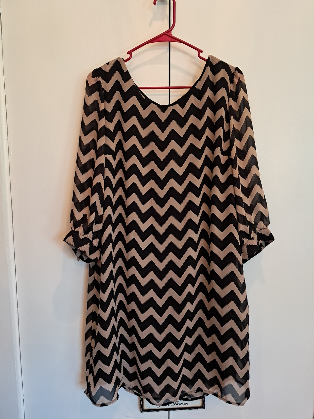 New Directions Chevron Print Black and Cream Women's Dress